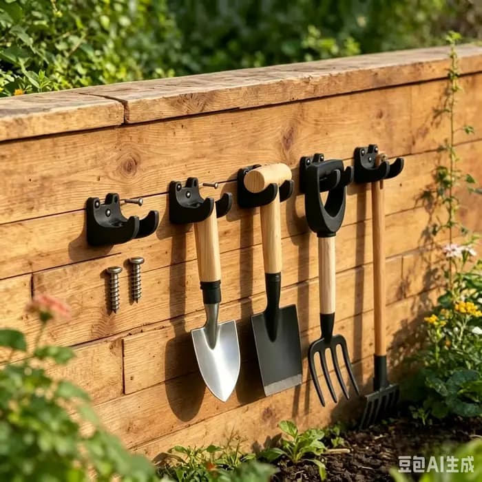 Lot de 4 crochets de rangement pour outils de jardin – ouverture de 35 mm