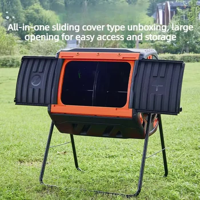 Composteur à bascule grande capacité pour déchets de jardin et de cuisine, bac de fermentation aérobie anti-corrosion pour extérieur