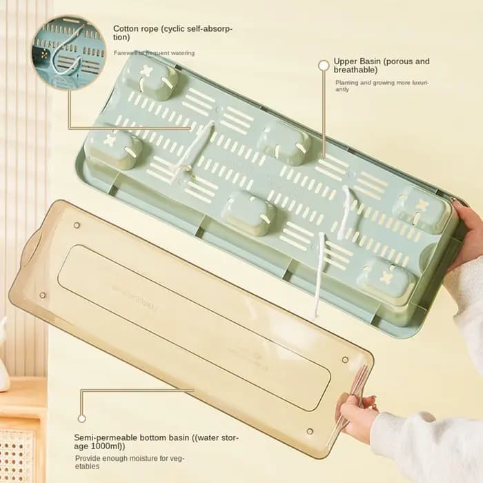 Pot de culture auto-absorbant pour légumes d'intérieur avec trou de drainage et corde absorbante