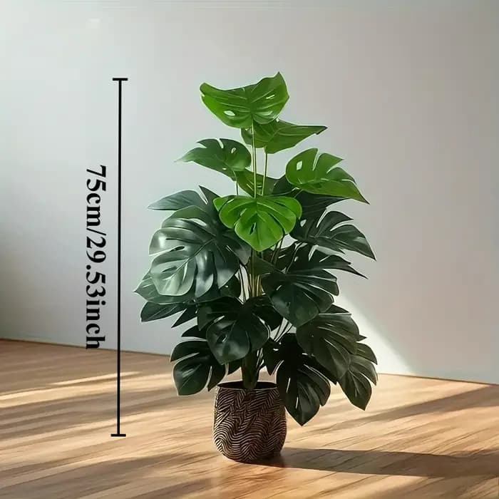 Palmier Monstera artificiel réaliste en plastique vert pour la maison