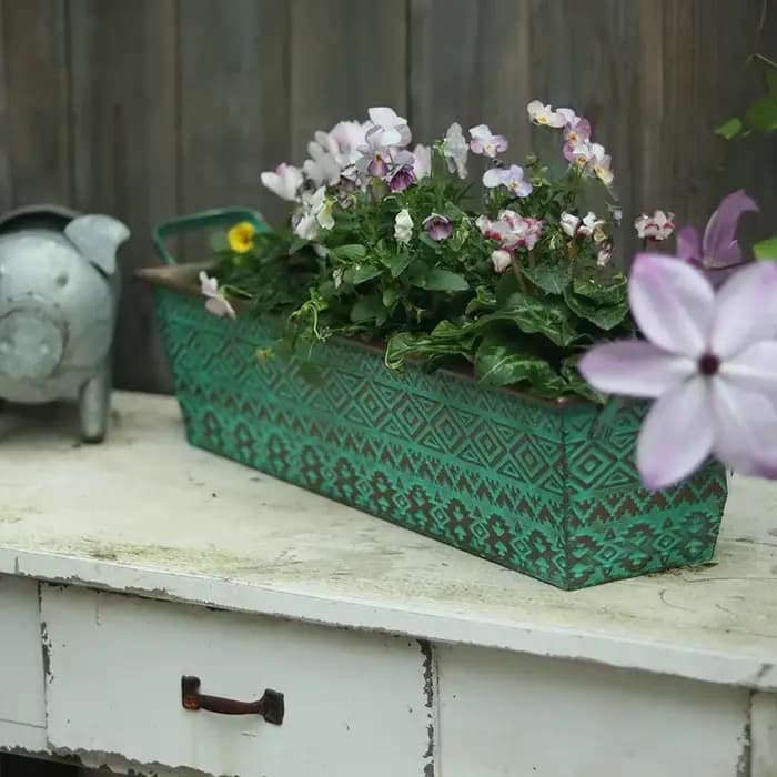 Pot de Fleur Rectangulaire à Double Foy en Fer D.lique