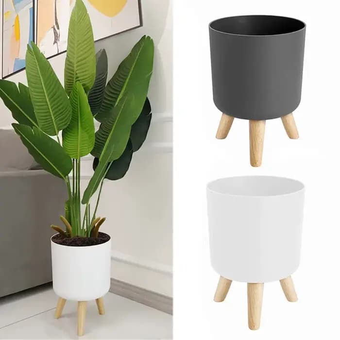 Pots de plantes modernes avec support de pieds en bois, chambre à coucher, salon, sol, pot de fleur