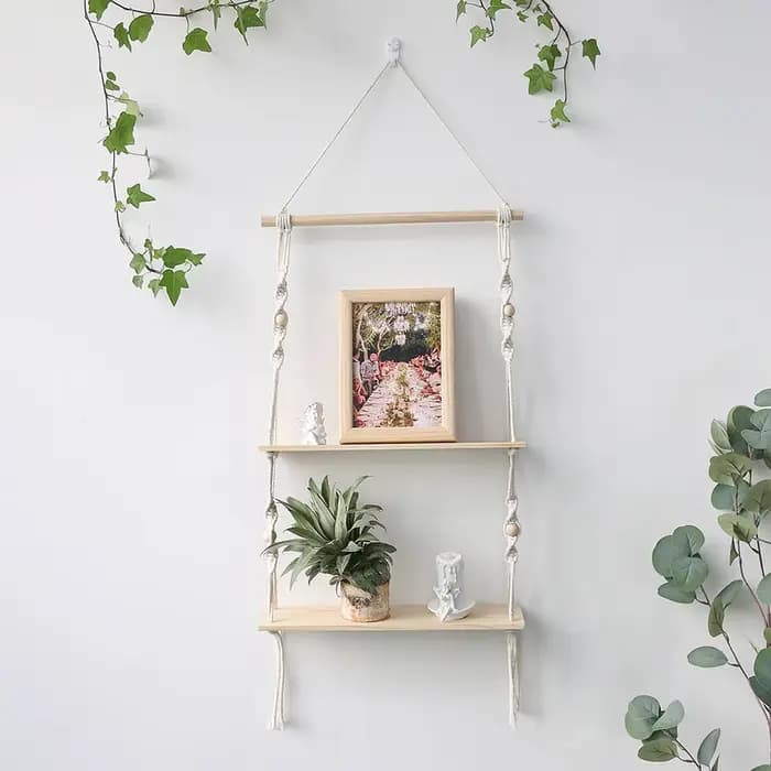 Étagères suspendues pour salle murale, décoration de maison, étagère en macramé, étagère flottante suspendue pour chambre à coucher, salon, cadeau de salle de bain