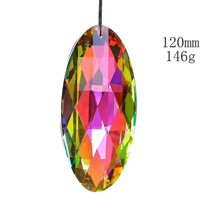 Attrape-soleil ovale en cristal arc-en-ciel, prisme brillant à facettes, capteur de lumière, pièces