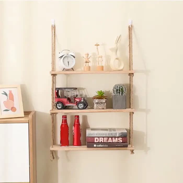 Étagères flottantes en bois pour plantes murales, fleur, balançoire en bois, corde suspendue, rangement, décor de salon de maison, 1/2/3 niveaux