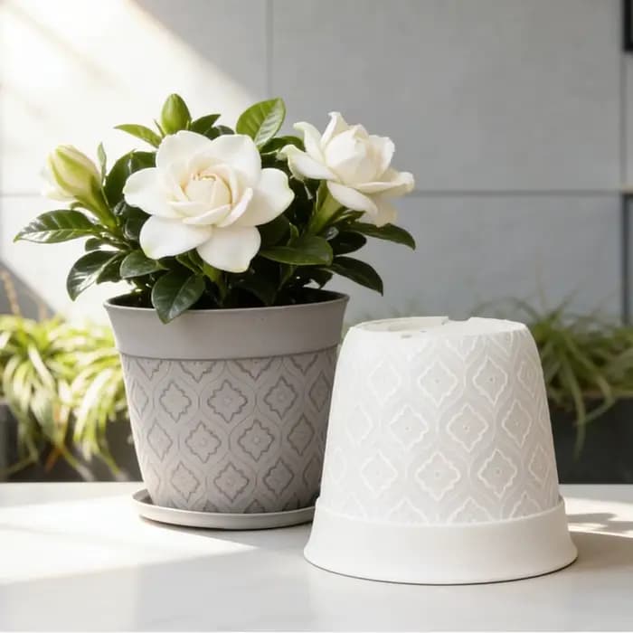 Pot de fleurs en plastique de 8 pouces avec trous de drainage et soucoupe