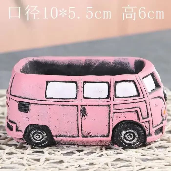 Pot de fleurs succulentes en forme de voiture de dessin animé, ornement créatif rétro pour micro-pay