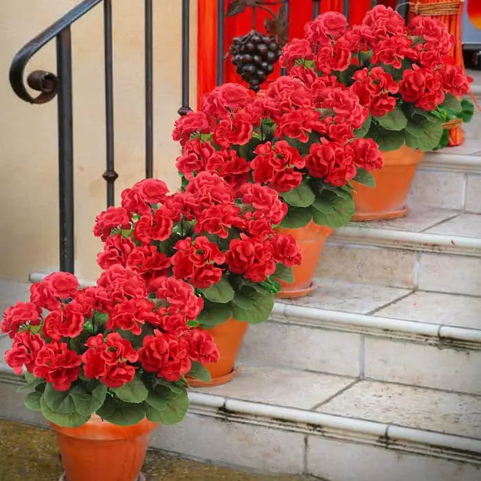 Fleurs artificielles de géranium pour l'extérieur