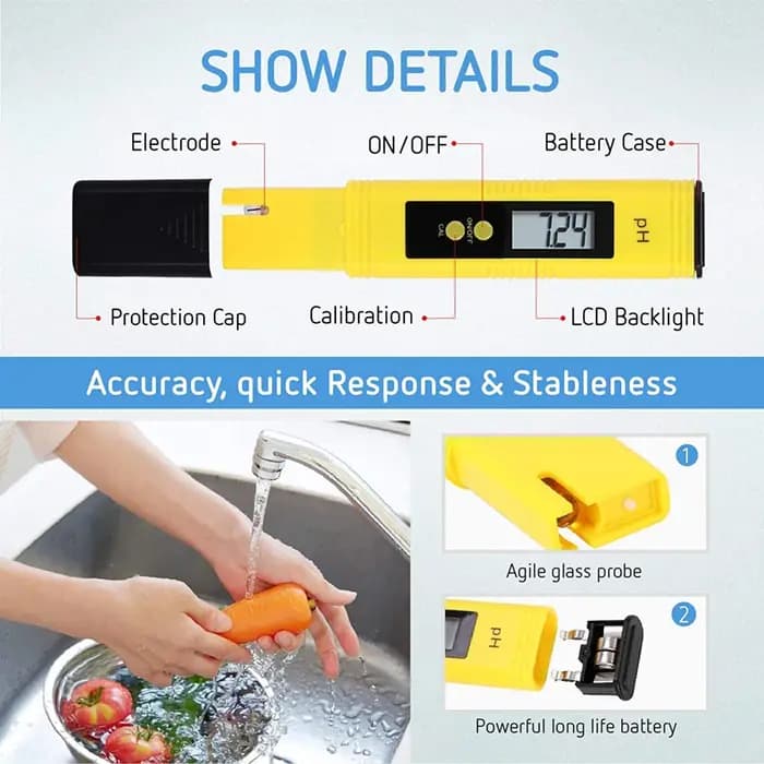 PH mètre et TDS testeur numérique de qualité de l'eau 0-14 testeur de PH 0-9990PPM TDS & EC LCD pure
