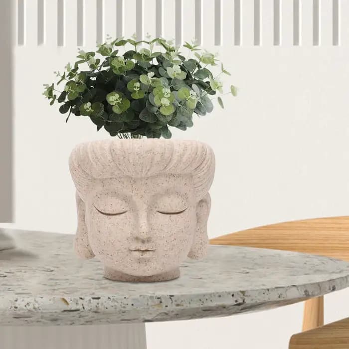 Pot de fleur tête de bouddha, jardinières de vase bourgeon, sculpture ouverte, beaucoup de plantes pour centre de table, maison, bureau, cuisine