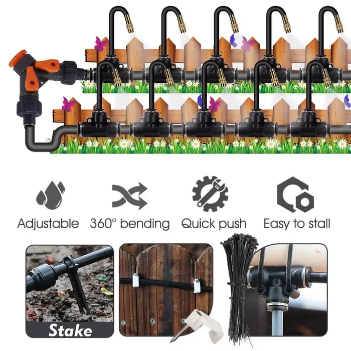 Kit de pulvérisation universel à flexion libre, 30-5m, tuyau de 5/8mm, système de refroidissement pa