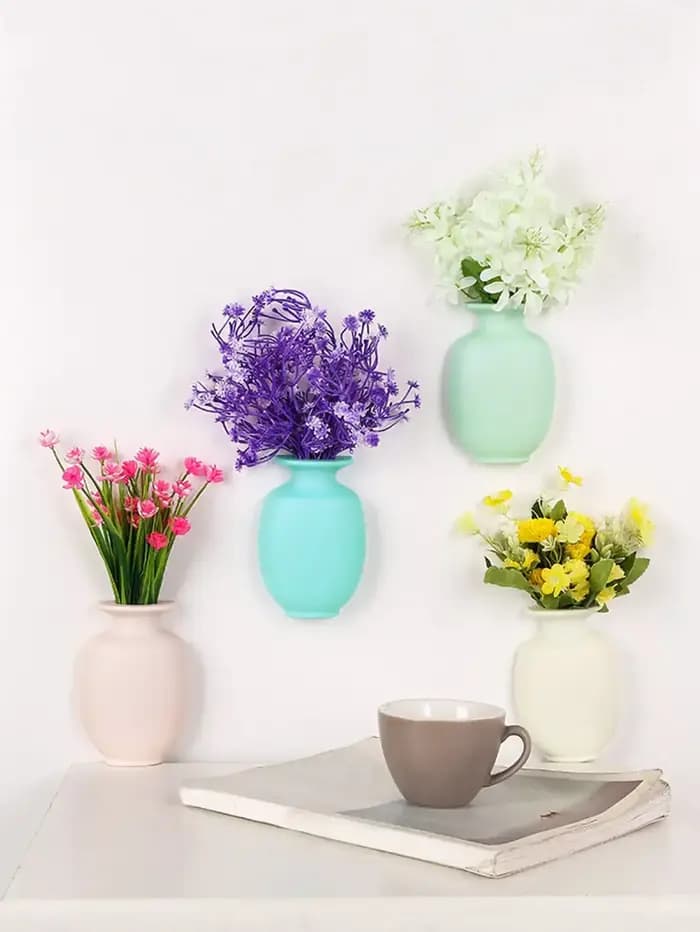 1pc, Vase mural auto-adhésif Pot de fleur suspendu décoratif réutilisable