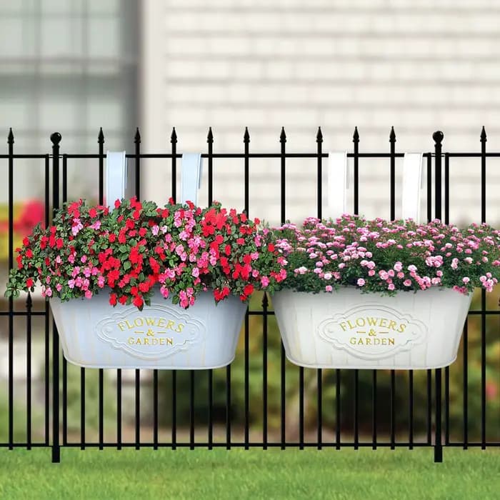 Jardinière suspendue en métal pour fenêtre, support pour plantes à fleurs avec trous de vidange, dou