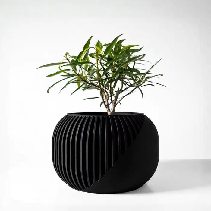 Pot à plantes moderne et minimaliste imprimé en 3D - Pot à fleurs biodégradable pour la décoration de la maison, cadeau durable et écologique (Narvo)