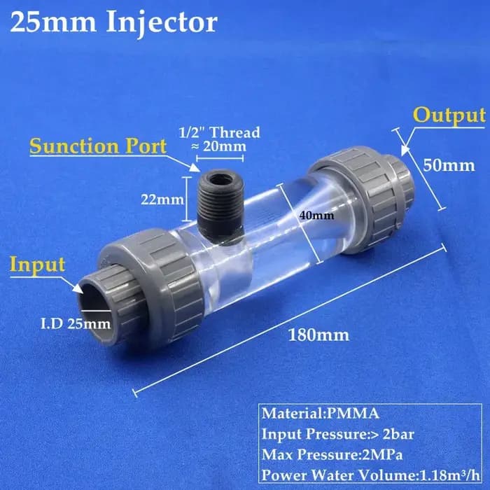 Nouveau système d'irrigation d'injecteur d'eau acrylique Transparent PMMA mélangeur d'engrais Venturi Jet Devive éjecteu
