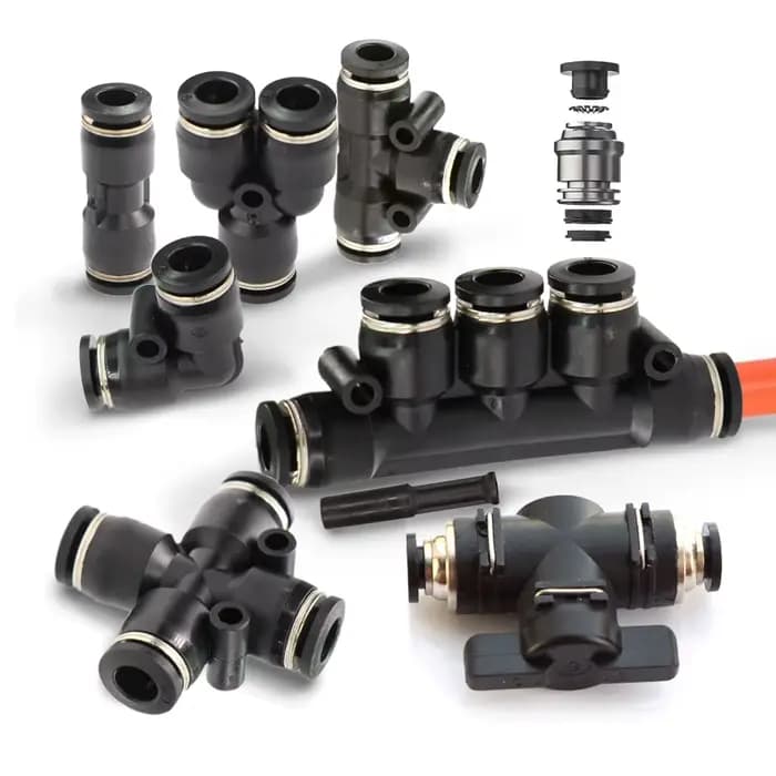 Raccords de Tubes en OD-6MM PE PU, Adaptateur de Couplage de Tuyau à Poussée Rapide de Jardin 5 Voie