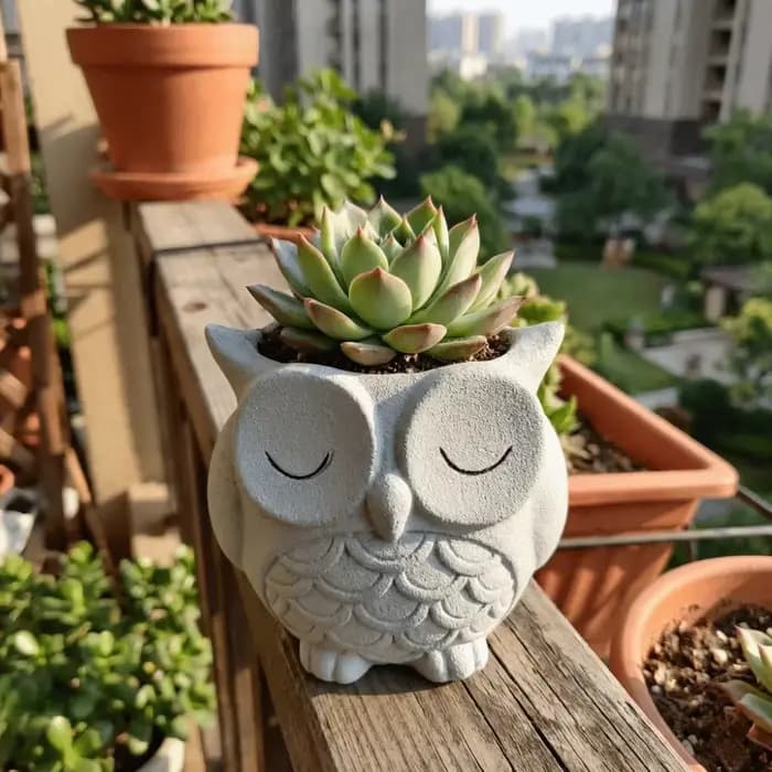 Pot de fleurs unique en céramique en forme de hibou