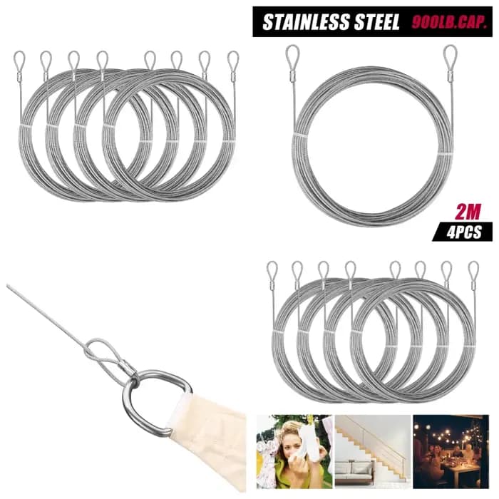 47/60/72Pcs Shade Sail Hardware Kit Wire Rope Anti-Rust Stainless Steel Sun Shade Hardware Kit for T