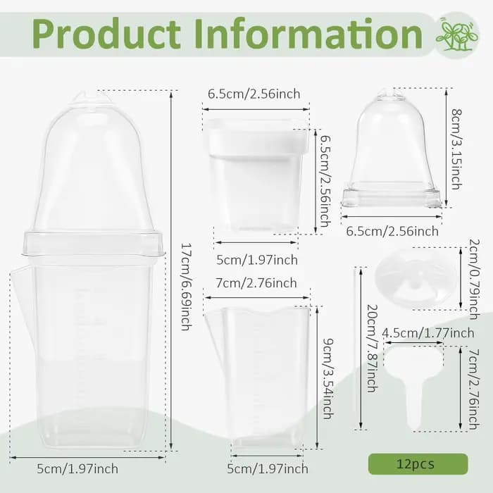 12 Pots de Fleurs Auto-Arrosants en Plastique Transparent pour Plantes Hydroponiques