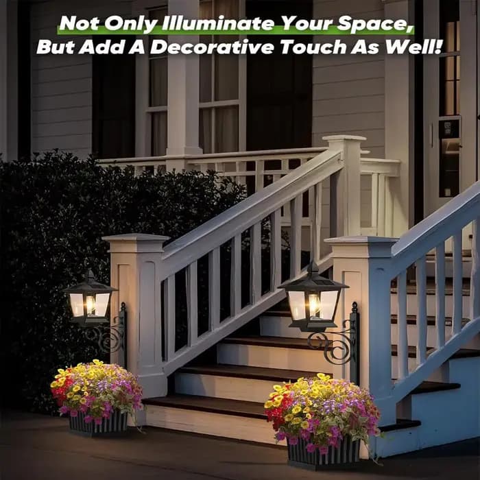 Jardinière avec poteau lumineux solaire 2-en-1