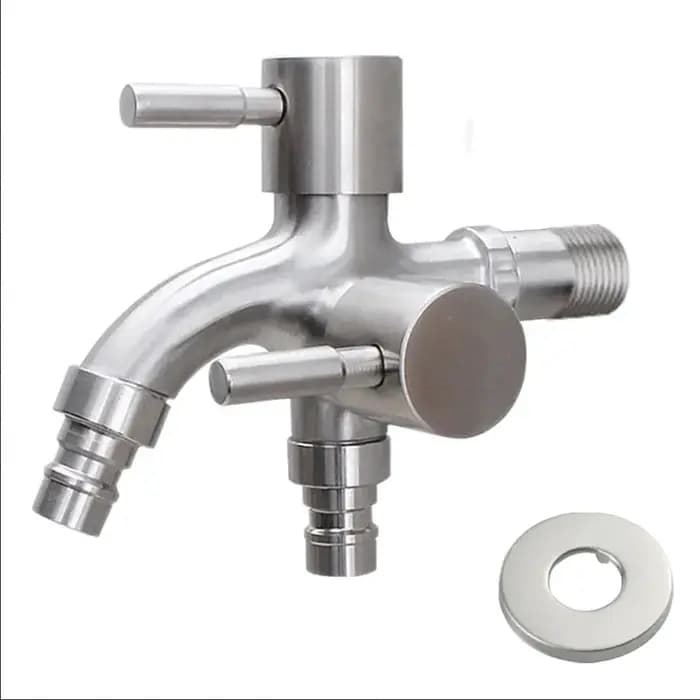 Robinet à double sortie, 1 pièce, en acier inoxydable 304, multifonctionnel, pour lave-linge, évier de lavage à domicile