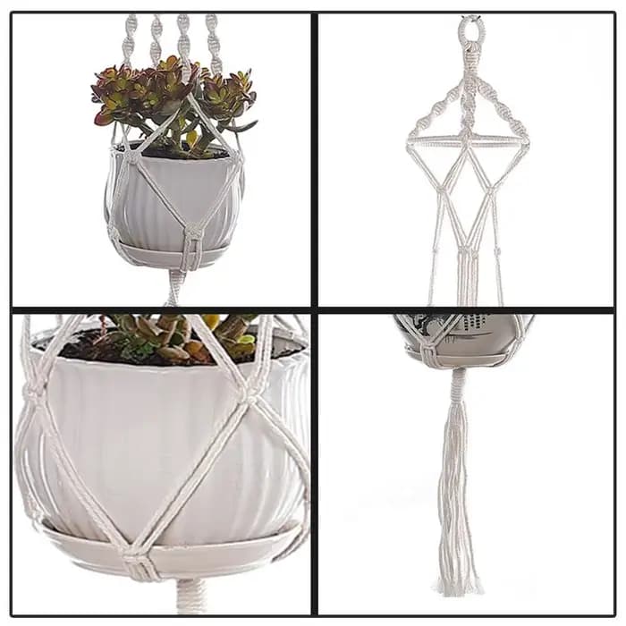 Porte-plante en macramé fait main, corbeille suspendue en corde de coton, support pour pot de fleurs, décoration murale pour intérieur, extérieur, balcon, jardin