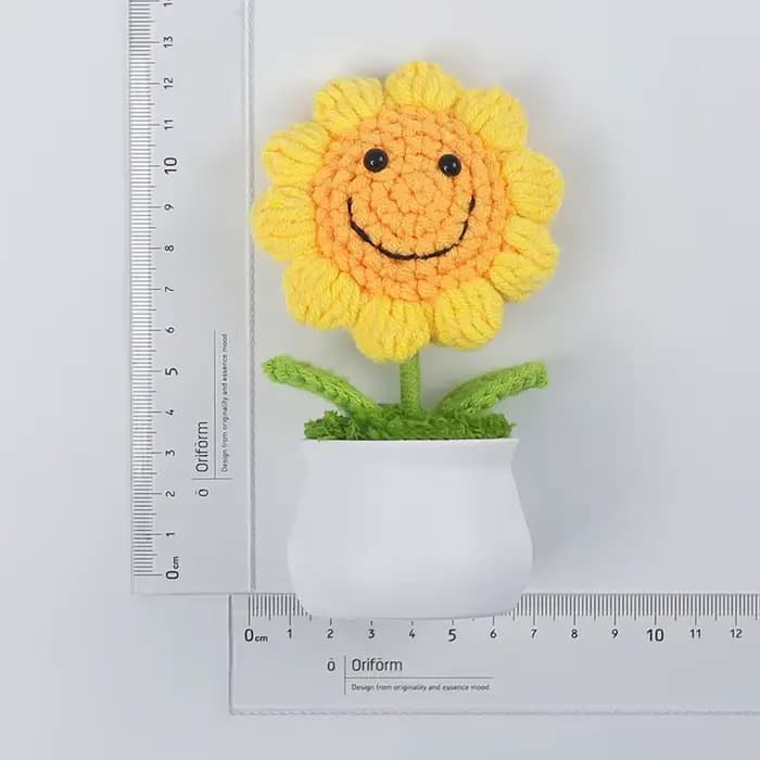 1 pièce fleurs artificielles créatives mignon Crochet tournesol Pots tricoté fleur Graduation