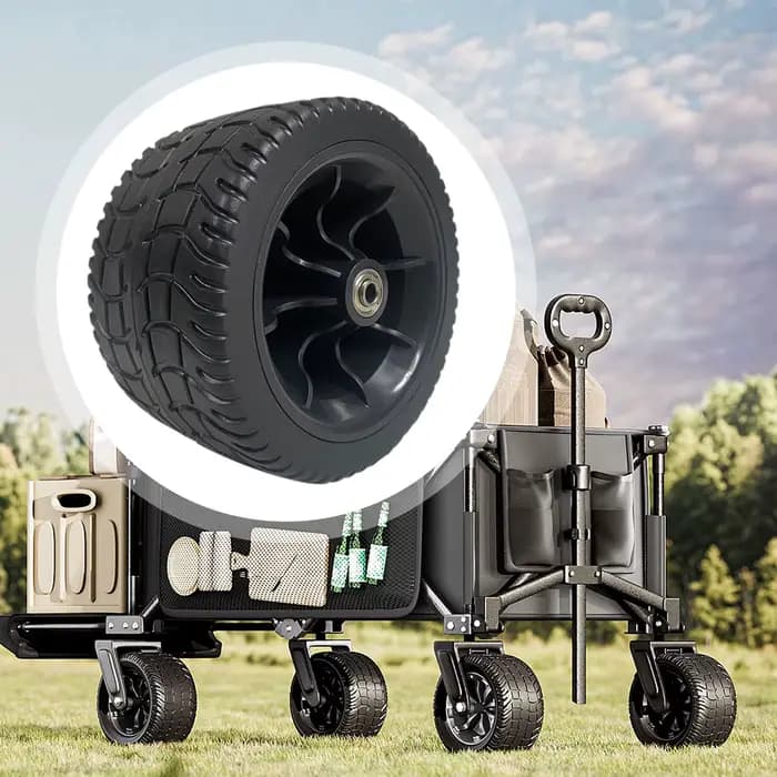 Roue de chariot pliable avec pneu en caoutchouc robuste et antidérapant, pièce de rechange pour brouette de jardin, chariot de camping, chariot de plage