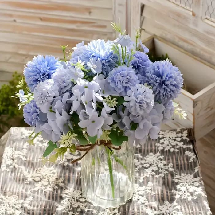 Hortensia table à manger salon maison vase décoration de mariage