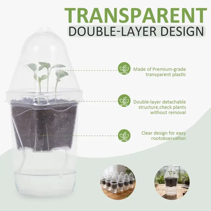 12 Pots de Fleurs Auto-Arrosants en Plastique Transparent pour Plantes Hydroponiques
