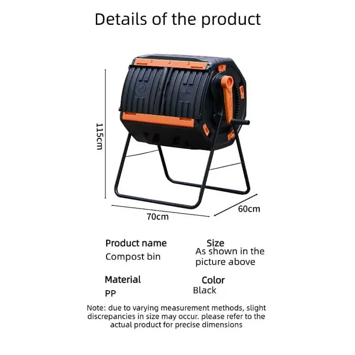 Composteur à bascule grande capacité pour déchets de jardin et de cuisine, bac de fermentation aérobie anti-corrosion pour extérieur