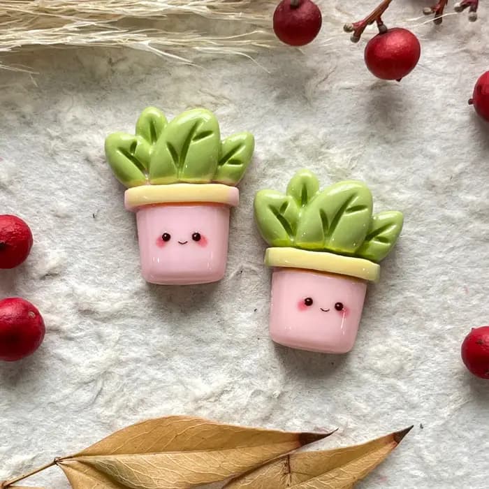 10 pièces d'accessoires décoratifs en résine en forme de plantes en pot
