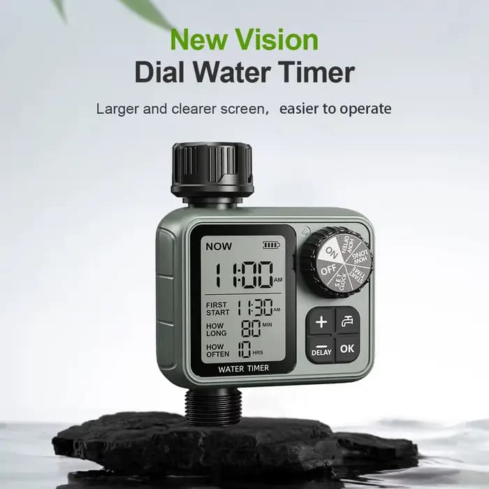 Programmateur d'arrosage HCT-M22 Eshico avec bouton rotatif, grand écran LCD, temps d'irrigation pré