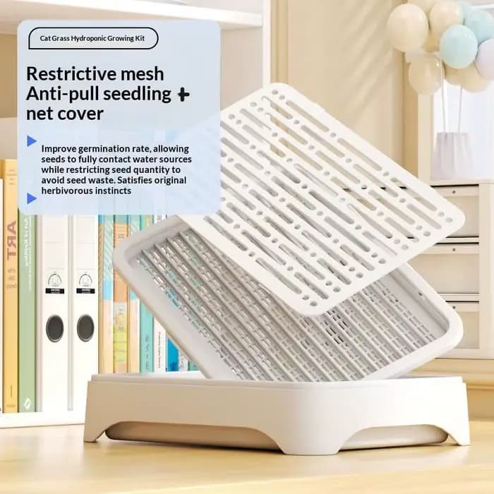 ㈅ Bac de culture hydroponique pour herbe à chat, pot de semis de blé sans terre, dispositif hydroponique pour herbe pour chatons, pot de culture horticole