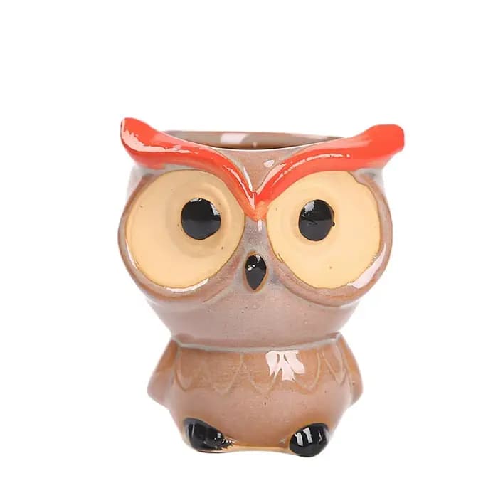 Jolie jardinière en céramique en forme de hibou pour plantes succulentes