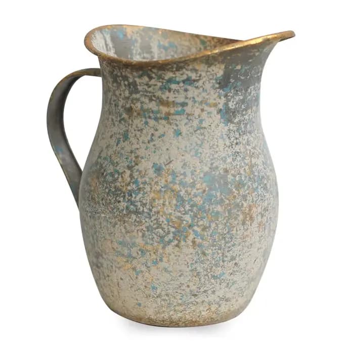 Vase à fleurs Vintage en métal galvanisé, rustique, Shabby Chic, pichet décoratif de Style français