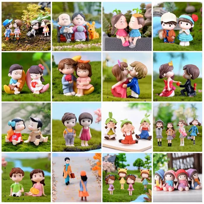 Accessoires de jardin féerique miniatures, Statue d'ornement d'amoureux Kawaii, Figurines de paysage de jardin de maison, décor de Terrarium de maison de poupée