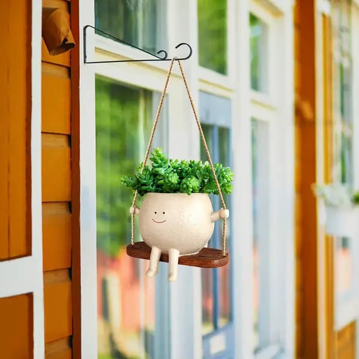 Bougeoir de fleurs en résine, pot de fleurs de dessin animé, jardinière murale créative suspendue, a