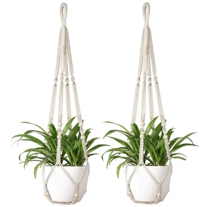 Paniers suspendus pour plantes de jardinage, Pot de fleur en macramé fait à la main, corde nouée, Po