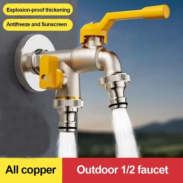 Robinet d'eau en cuivre portable, résistant au gel, double/simple sortie, séparateur de robinet d'ea