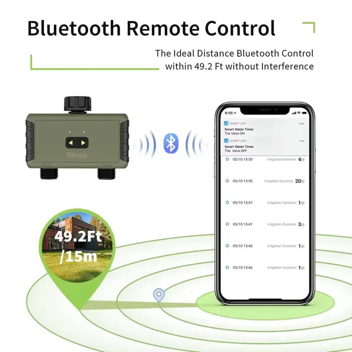 Diivoo-Arroseur chronométré pour tuyau d'arrosage, minuterie d'eau intelligente Bluetooth, jusqu'à 2