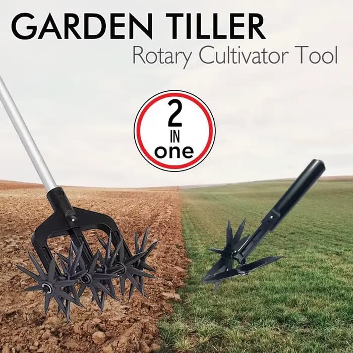 Outil de jardinage 2-en-1 : Motoculteur rotatif