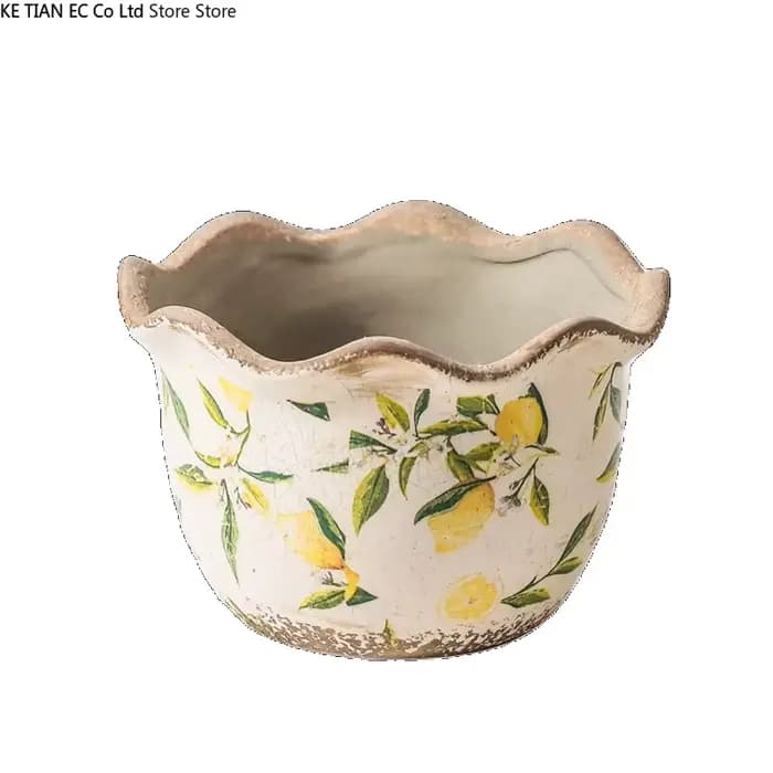 Pot de fleur en céramique en forme de citron Pot succulent Vintage Pot de plante