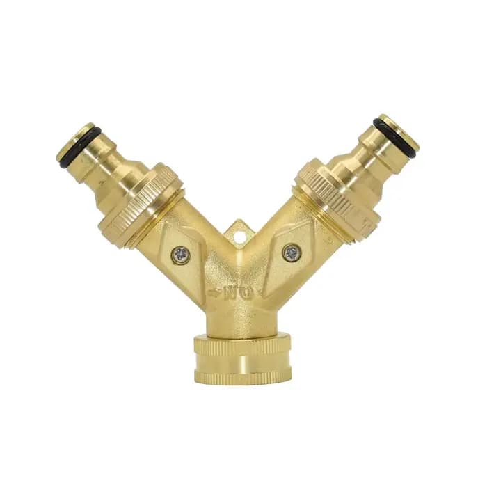 Séparateur d'eau du robinet de jardin à 2 voies en laiton, Valve d'irrigation 3/4 Y, connecteur rapi