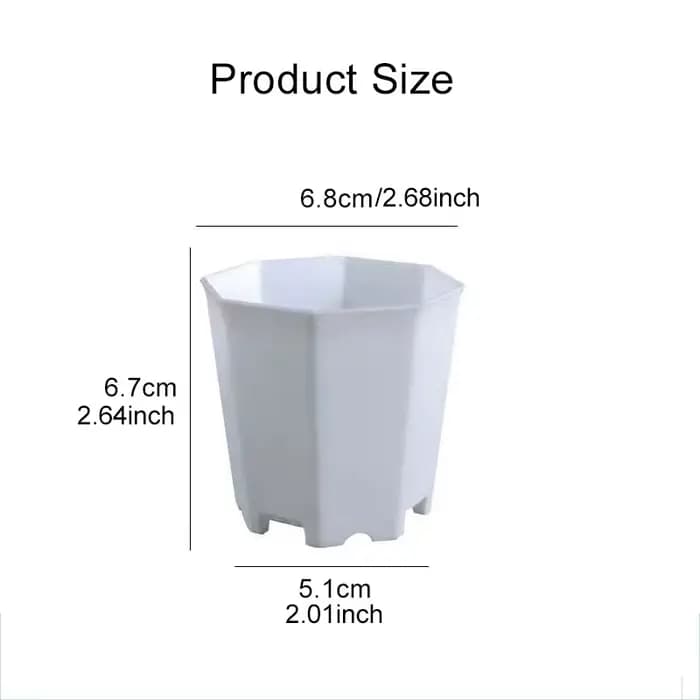 Mini pot de fleurs octogonal en plastique, petit pot à semis solide, respirant, blanc, décoration de