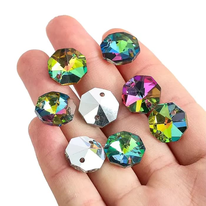 20 pièces de perles octogonales en cristal, capteur de soleil, prisme, pièces de lustre, bricolage,