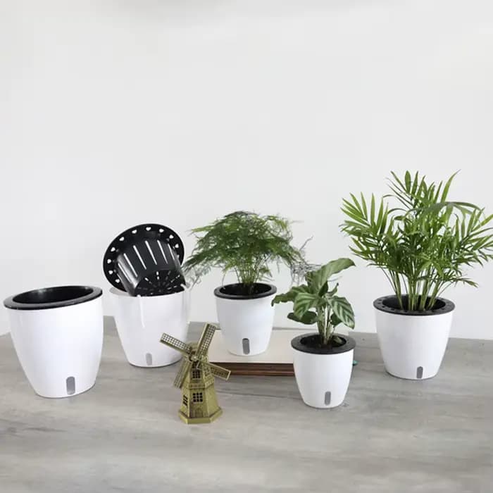 Pots de plantes blancs portables et écologiques avec système de Drainage