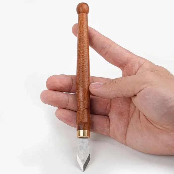 Outil de couteau à découper à double biseau en bois