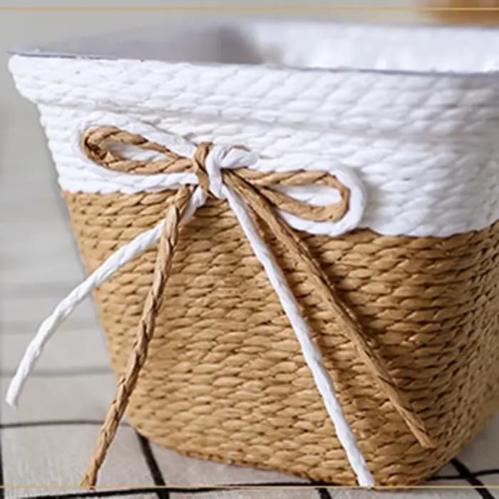 Pot de fleurs fraîches tressées en corde de papier, petit jardinière d'herbe tissée, panier décorati