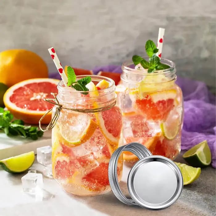 Bocaux Mason à bouche régulière de 16 oz – Bocaux de conserve en verre mesurés avec couvercles hermétiques pour le stockage, les conserves et l'avoine de nuit